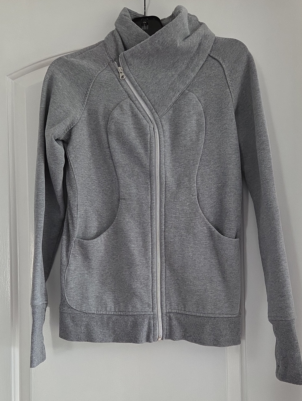 Lululemon Asymmetrical Funnel Collar Fleece Scuba Zip Jacket Gray Size 6
